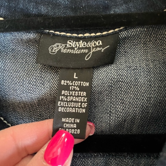 Style & Co. Premium Jeans Denim Button Down Vest Women’s size Large - Picture 14 of 14